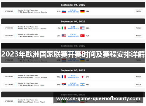 2023年欧洲国家联赛开赛时间及赛程安排详解
