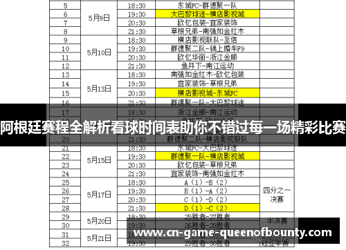 阿根廷赛程全解析看球时间表助你不错过每一场精彩比赛